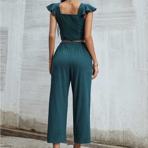 🌟SHEIN Ruffle Trim Twist Top with Pants🌟 - Picture 2 of 9